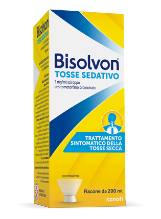 Confezioni di Bisolvon Tosse sedativo: sciroppo e pastiglie gommose contro la tosse secca